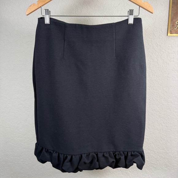 Maeve Dresses & Skirts - Maeve Anthropologie Black Textured Ruffle Hem Pencil Skirt Size 10 Office‎ Wear